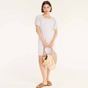 J. Crew Womens Peri Shadow V-Back Linen Shirtdress in White / Blue Gingham sz 0